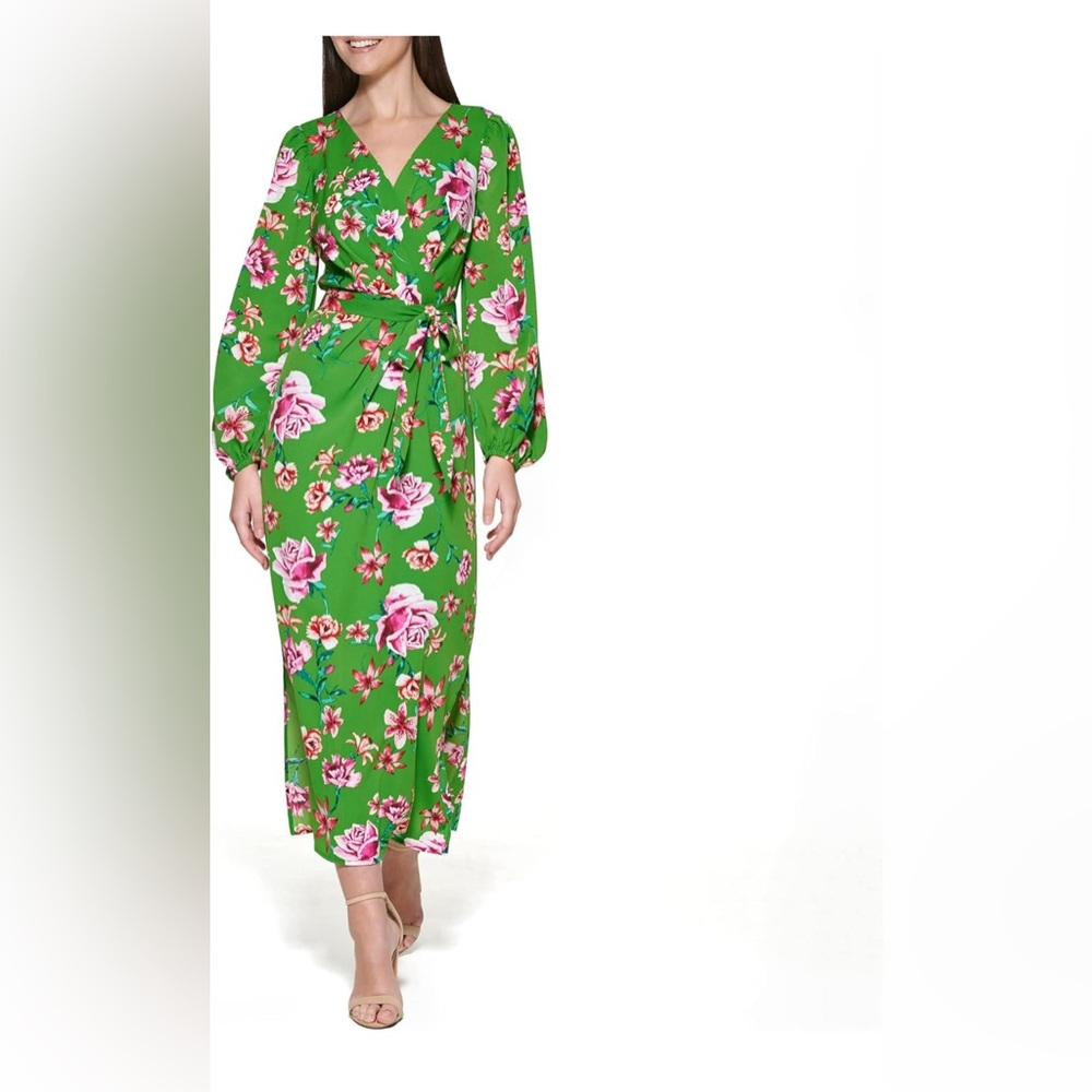 Kensie Green Floral Maxi Dress